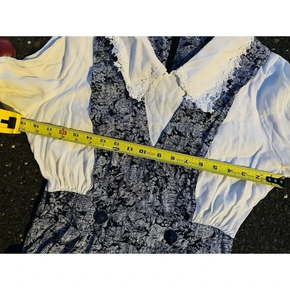 Handmade Vintage Style Folk Jumpsuit Set Prairie Cottagecore Wide Leg Outfit - Picture 5 of 10